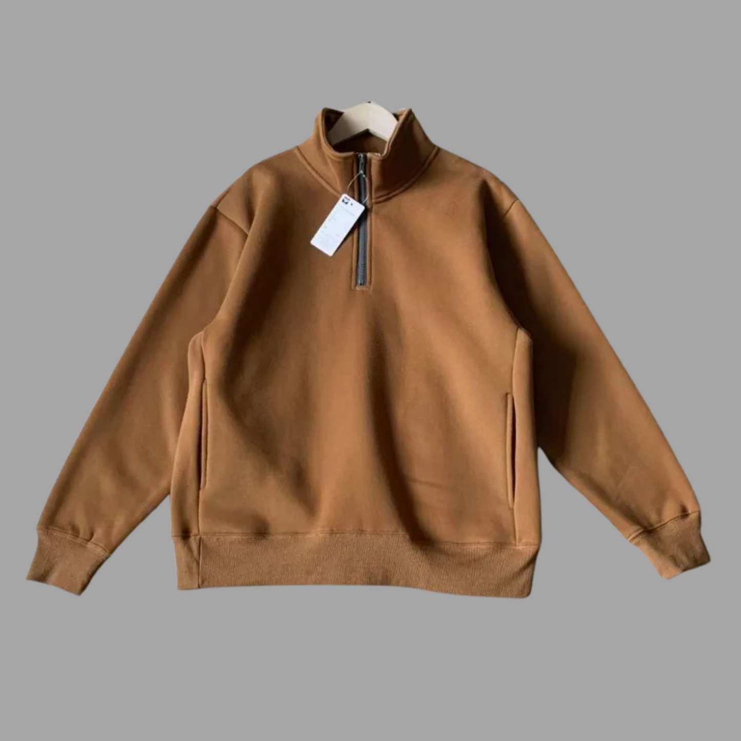 Men's Loose Fit Half-Zip Stand Collar Top