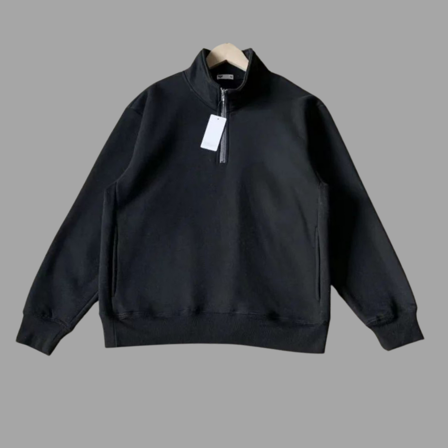 Men's Loose Fit Half-Zip Stand Collar Top