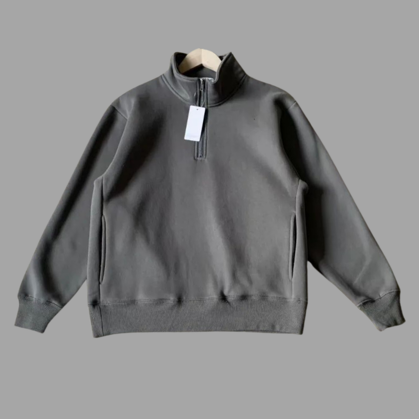 Men's Loose Fit Half-Zip Stand Collar Top