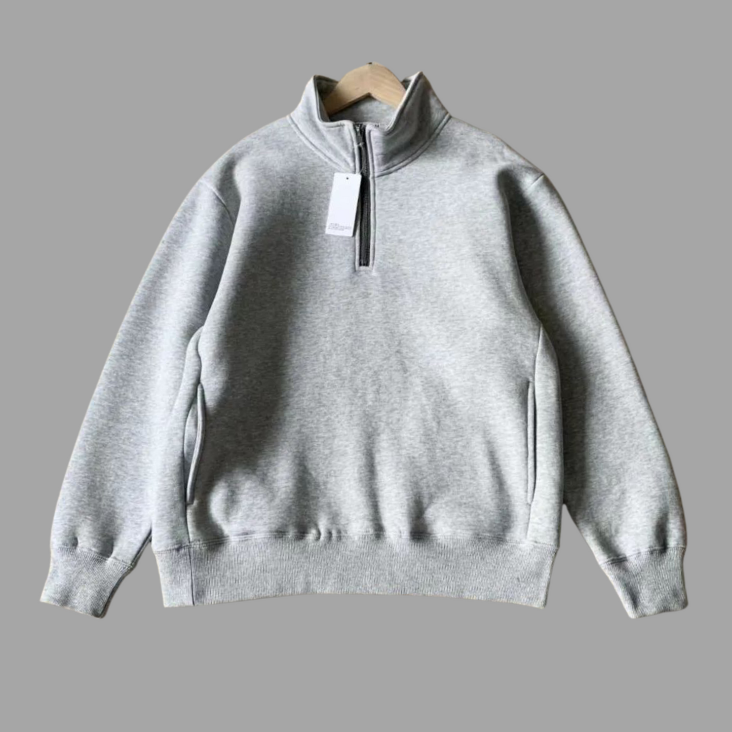 Men's Loose Fit Half-Zip Stand Collar Top