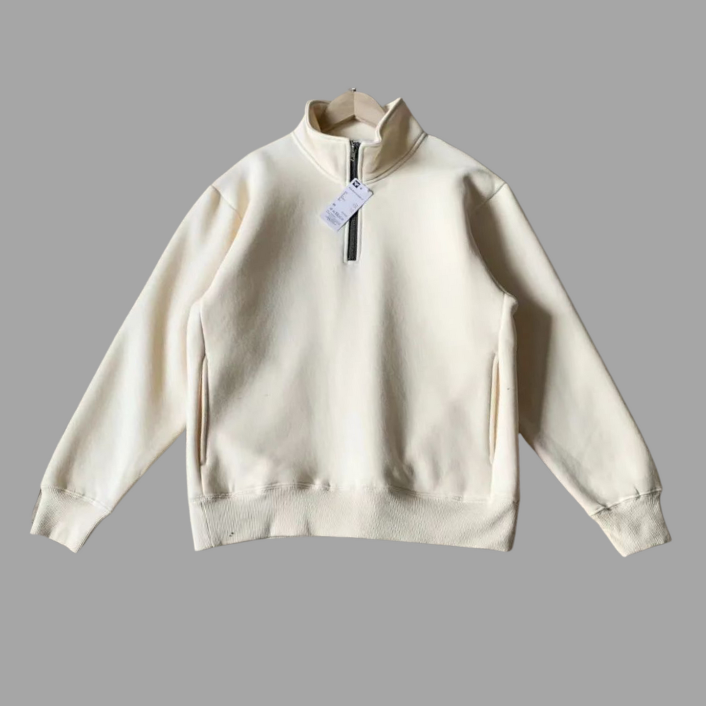 Men's Loose Fit Half-Zip Stand Collar Top