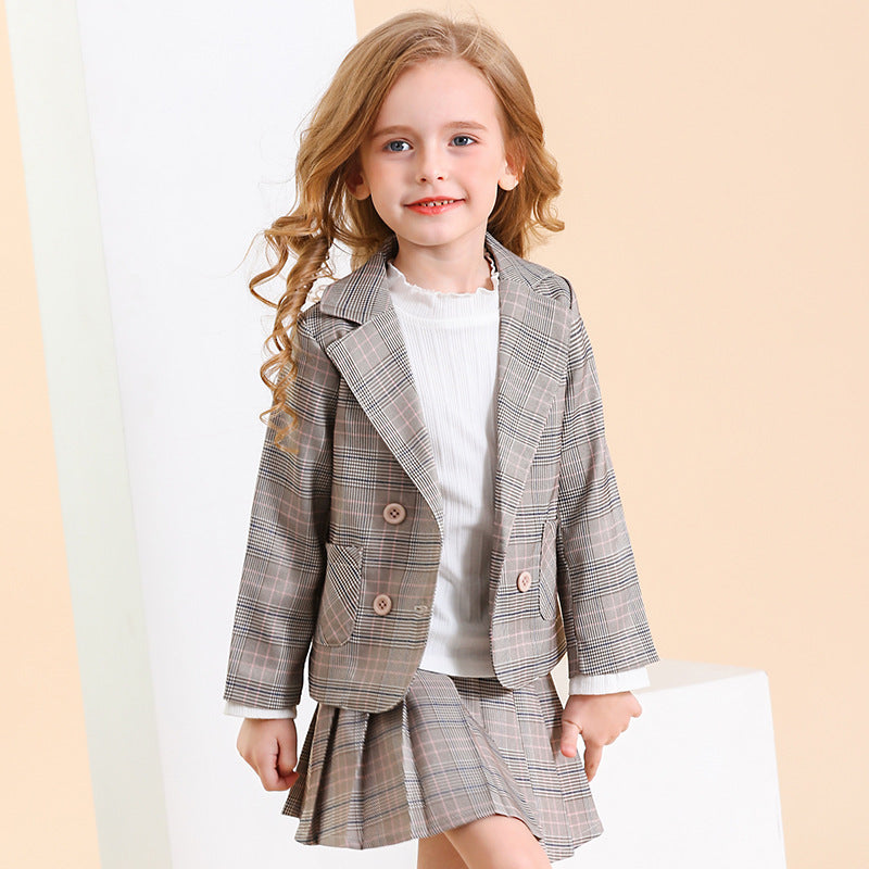 Girls' Elegant Two-Piece Skirt Suit