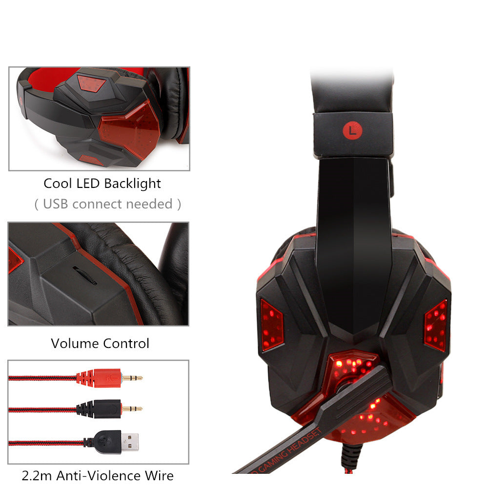 Luminous Gaming Headset with Microphone, Wired 3.5mm & USB Connectivity