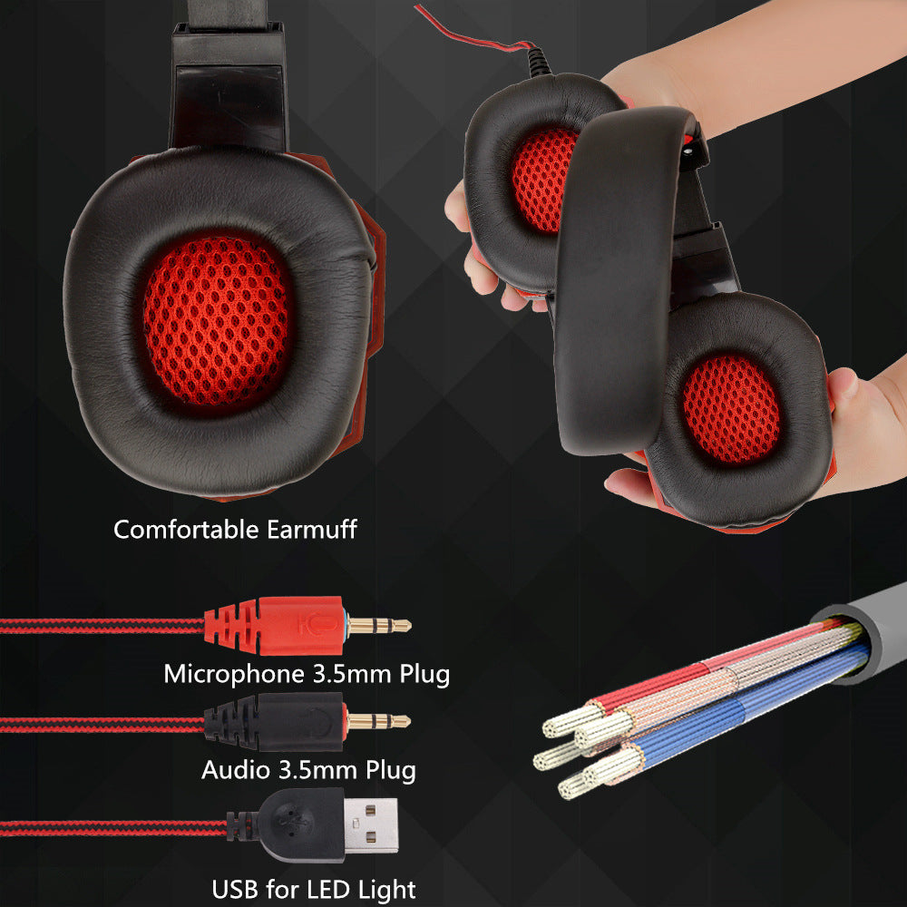 Luminous Gaming Headset with Microphone, Wired 3.5mm & USB Connectivity
