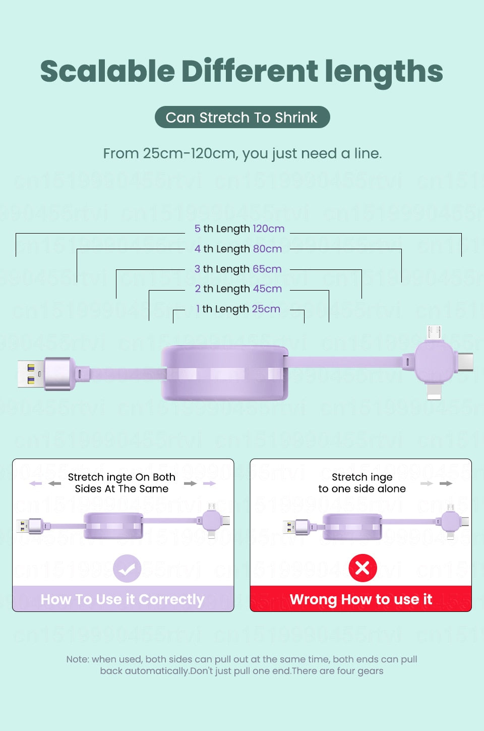 Retractable 3-in-1 Data Cable with 5A Super-Fast Charging & Storage