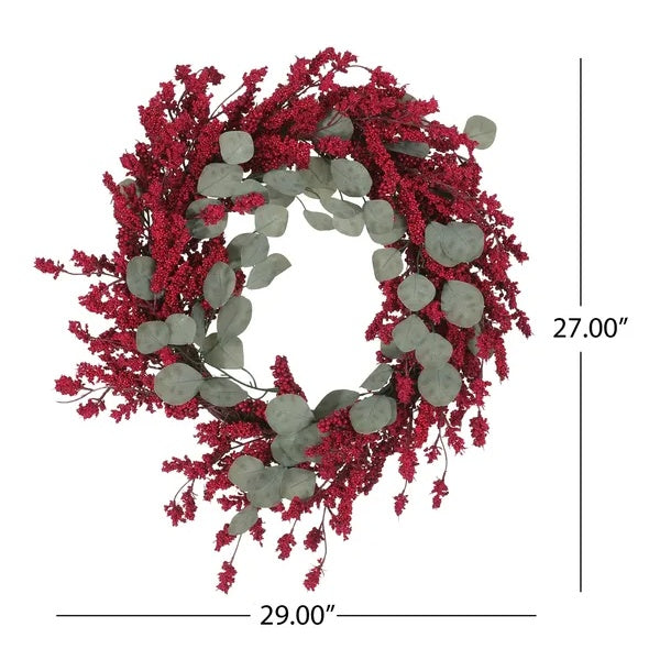 Artificial Christmas Wreath With Eucalyptus Berries,Decorations For Everyday Farmhouse Window OutdoorIndoor