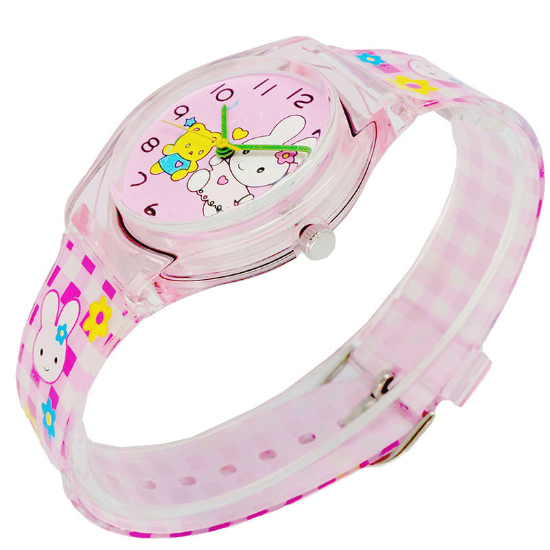 Cute Girl Quartz Watch – Stylish Resin Case with PVC Strap