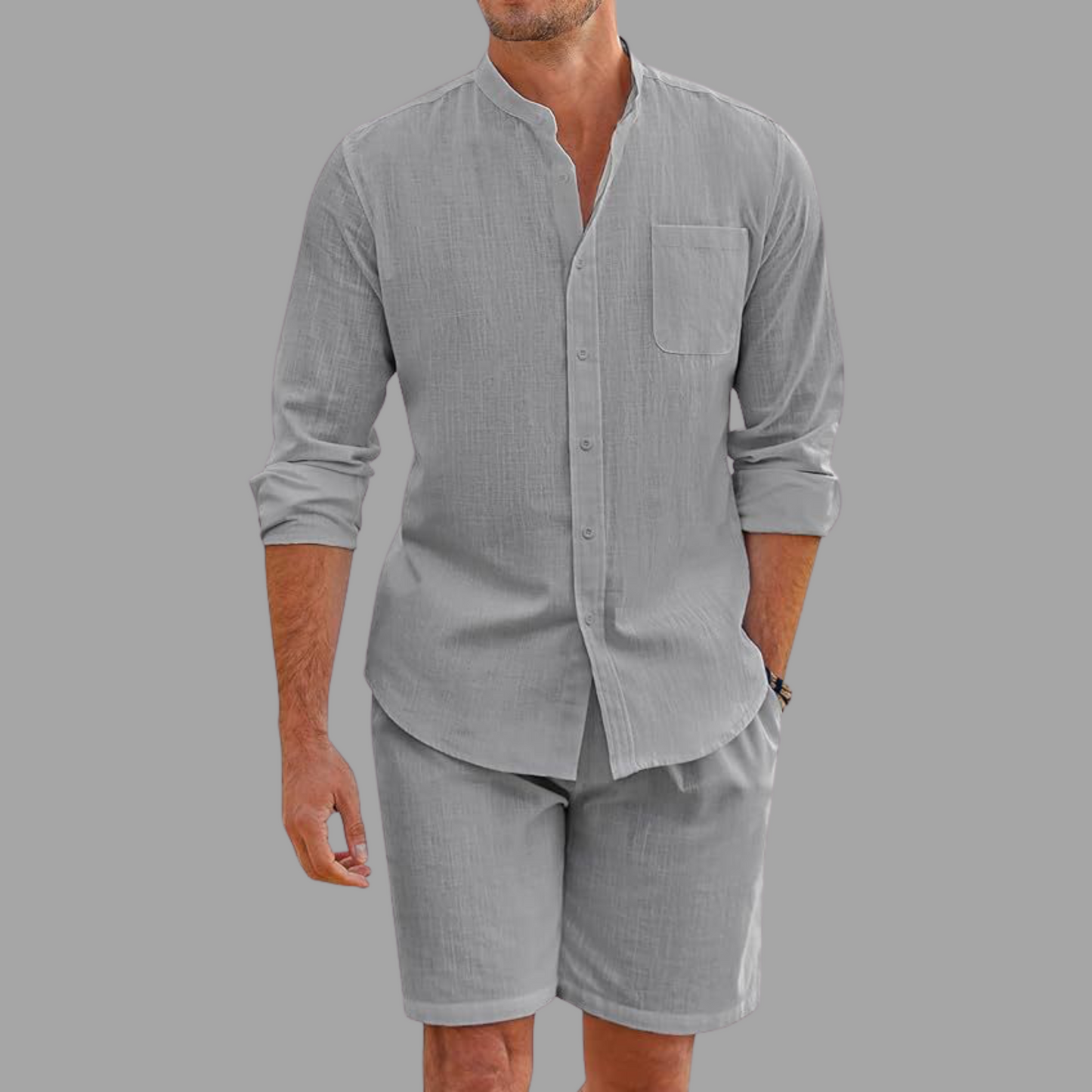 Men's Button Shirt & Shorts Set