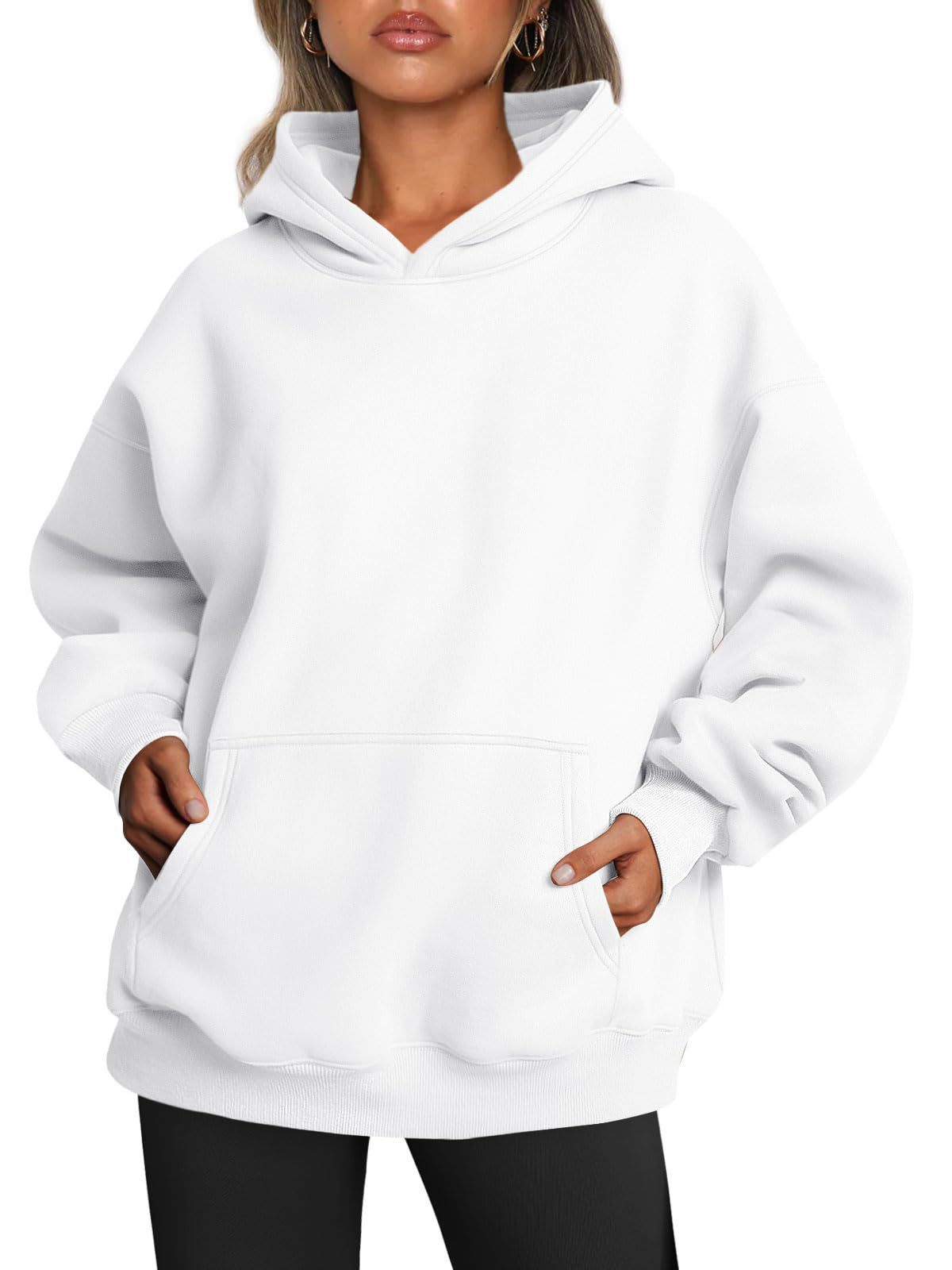 Women's Oversized Fleece Hoodie – Cozy Long Sleeve Pullover with Pocket