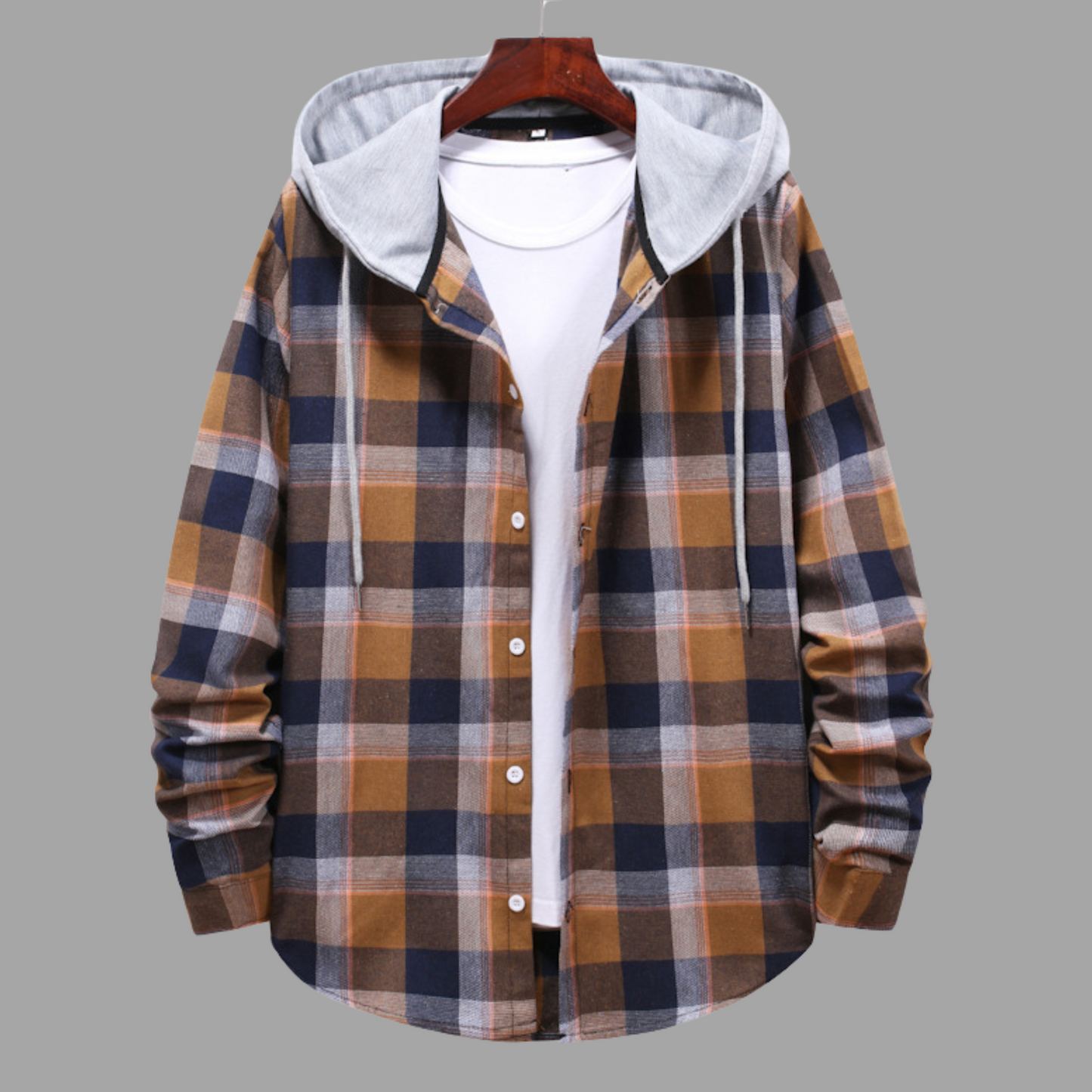 Casual Plaid Hooded Shirt