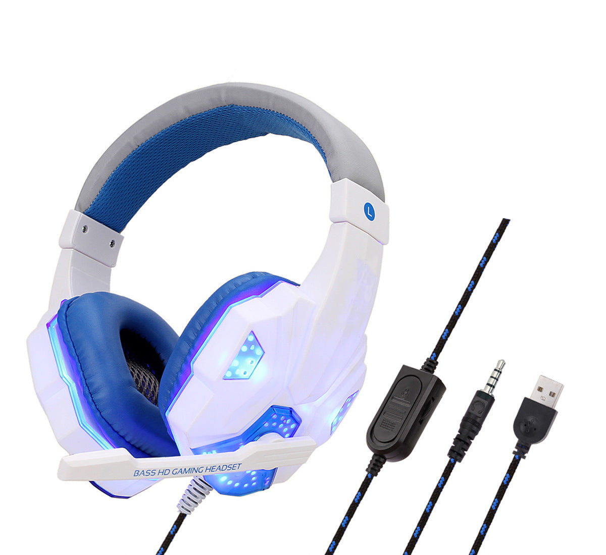 Luminous Gaming Headset with Microphone, Wired 3.5mm & USB Connectivity