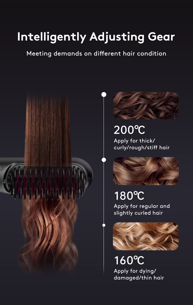 Cordless Hair Straightener Brush - Wireless Hair Styling Brush