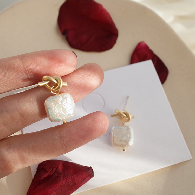 Geometric Natural Pearl Earrings
