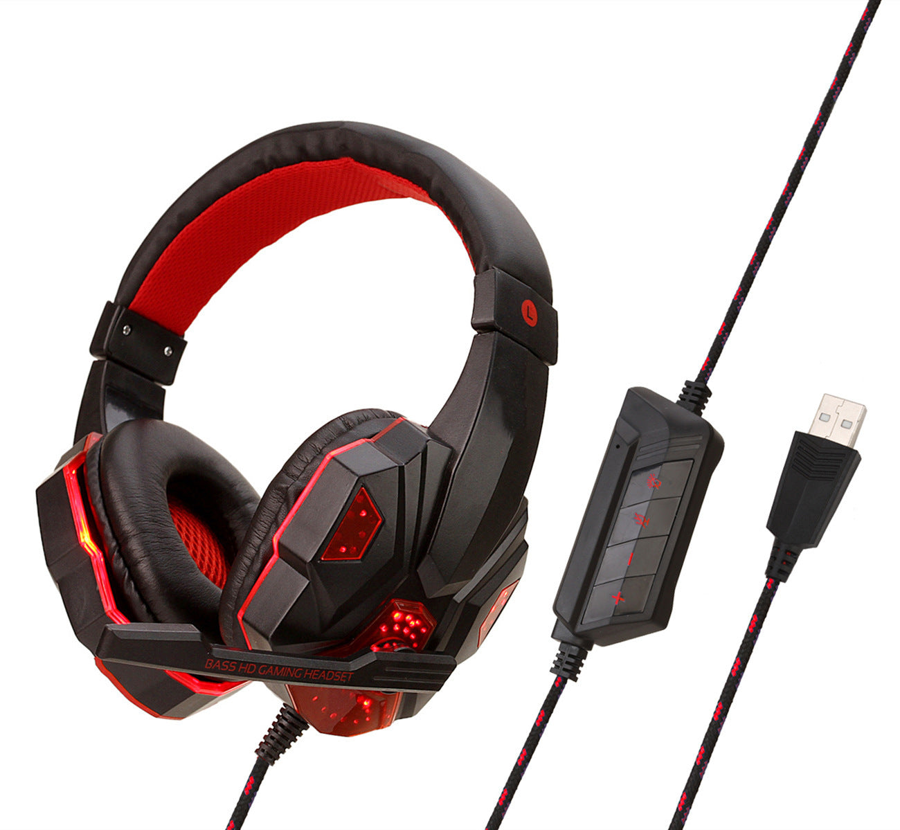 Luminous Gaming Headset with Microphone, Wired 3.5mm & USB Connectivity