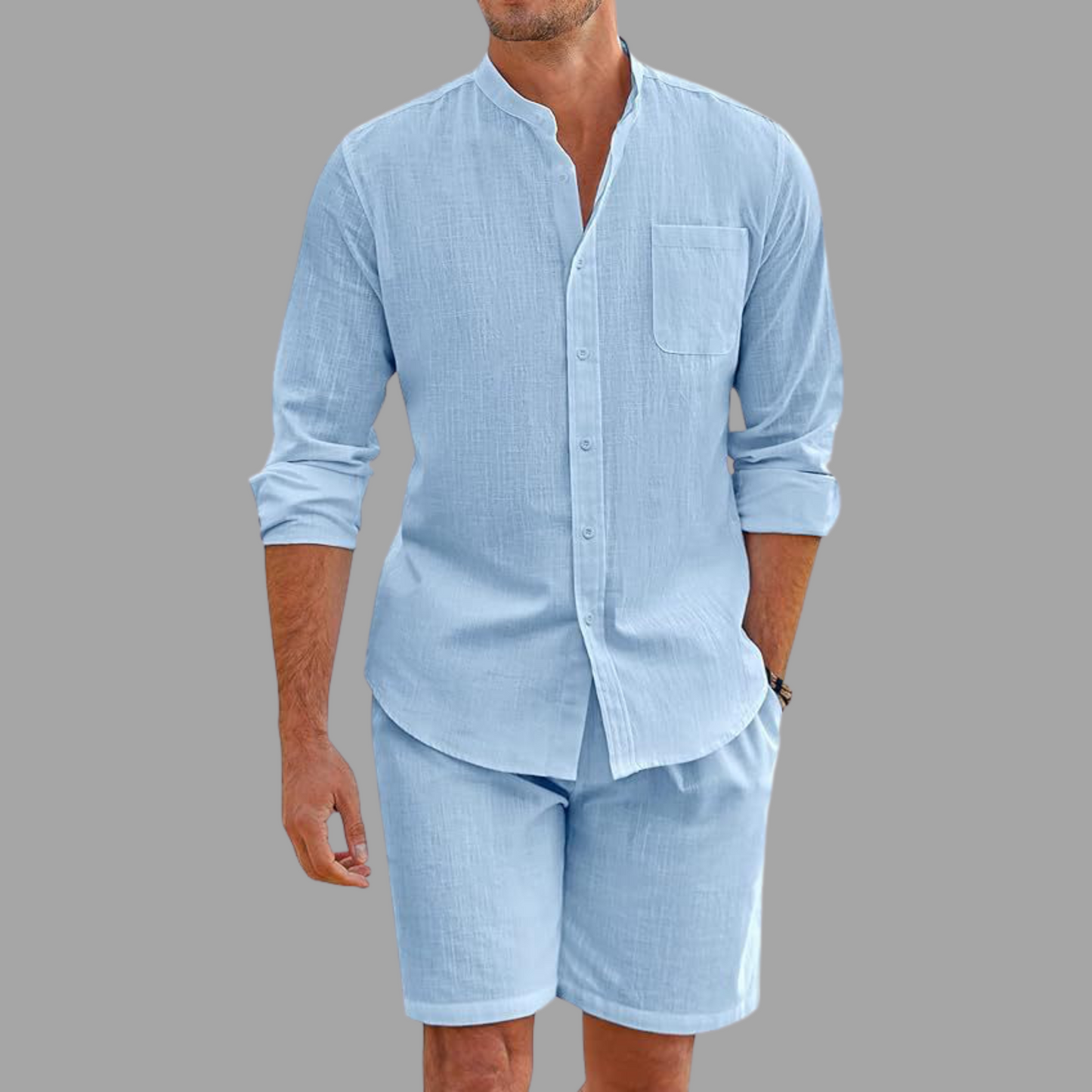 Men's Button Shirt & Shorts Set