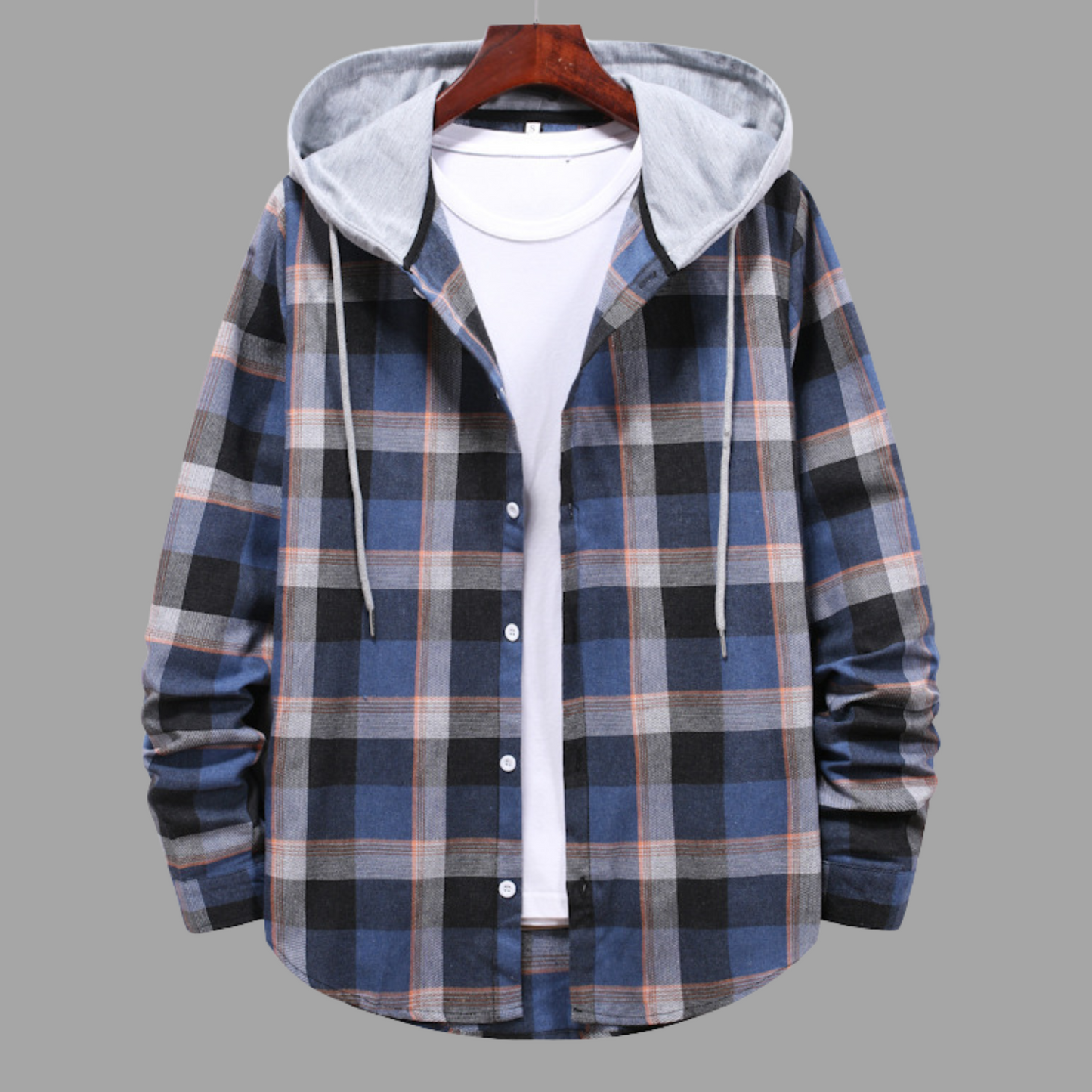 Casual Plaid Hooded Shirt