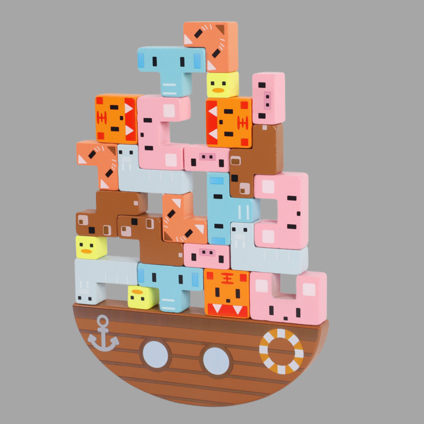 Wooden Boat Stacking Block – Creative Learning Toy for Kids