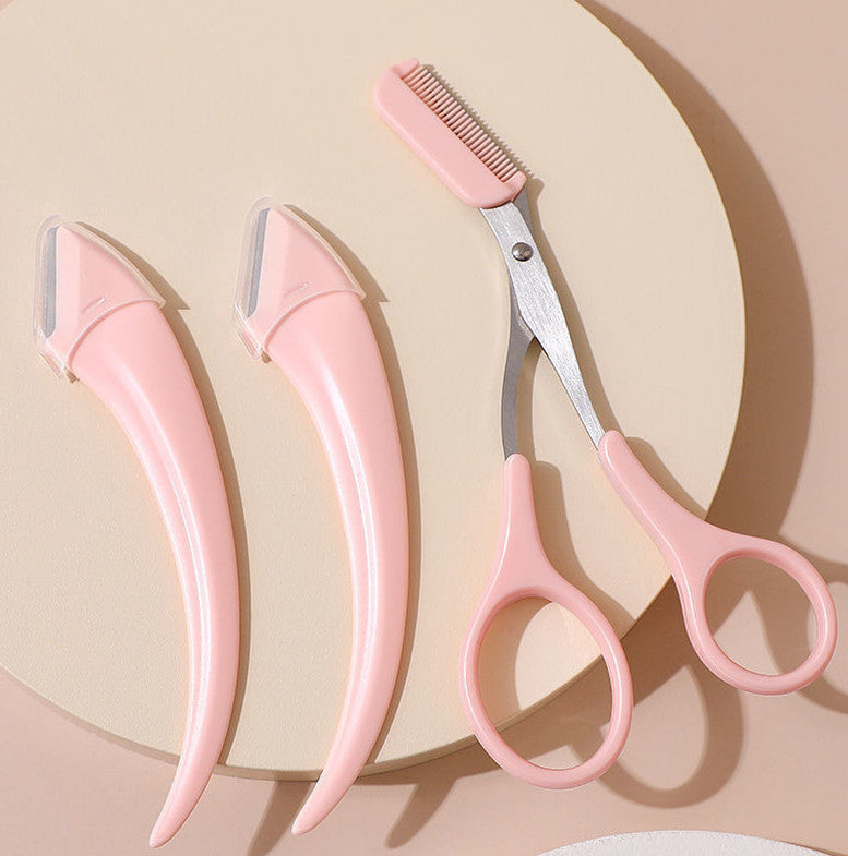 Curved Eyebrow Trimming Knife with Comb