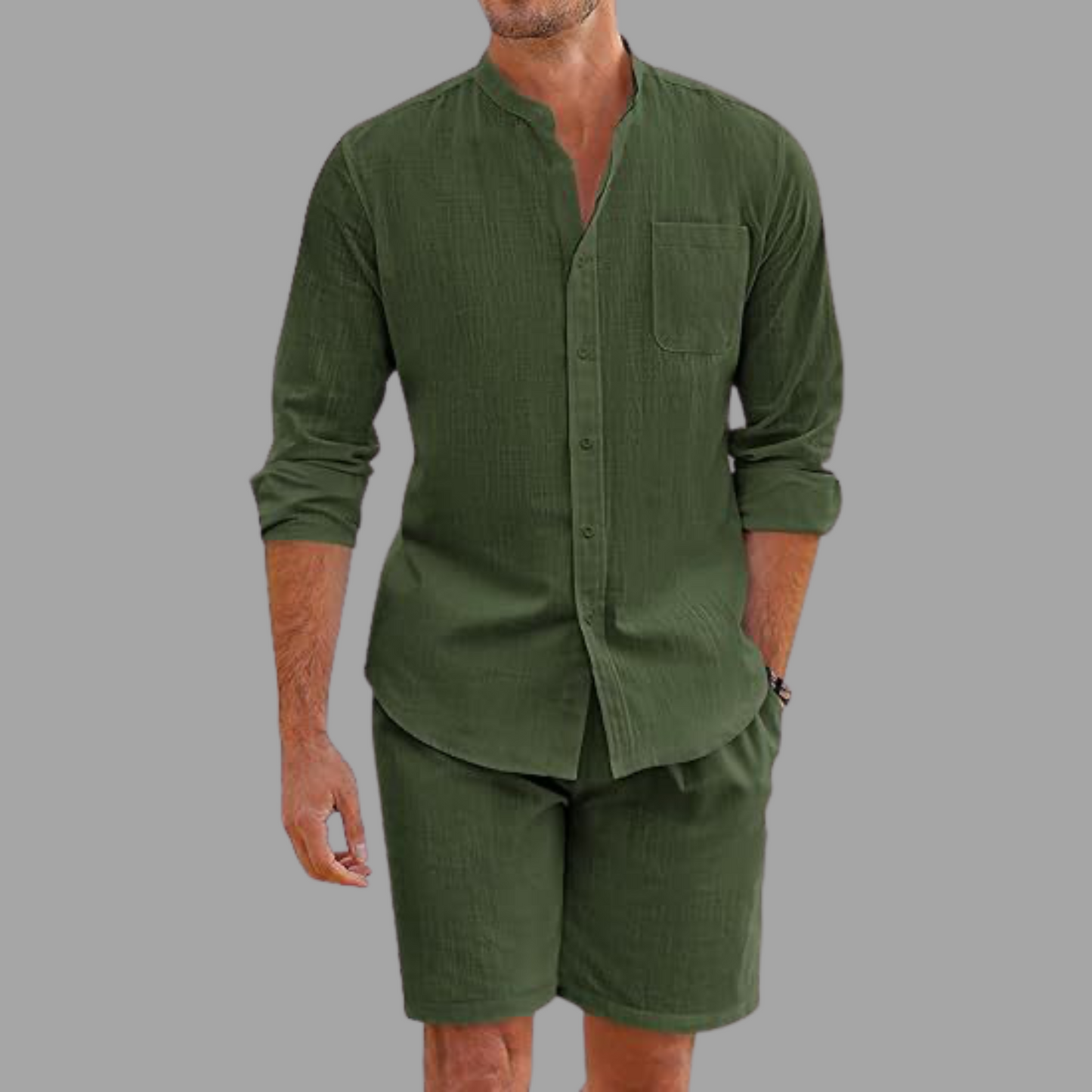 Men's Button Shirt & Shorts Set