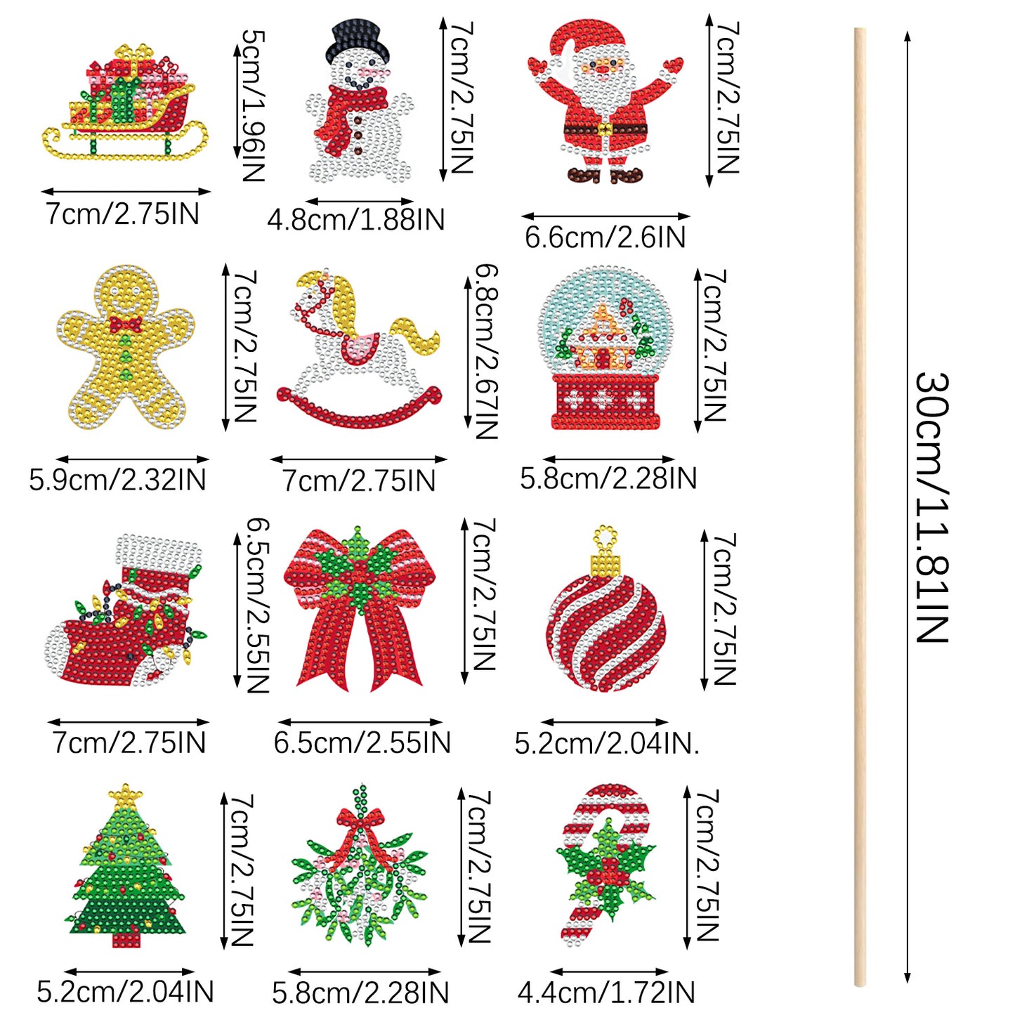 Christmas Diamond Painting Stickers – DIY Rhinestone Sticker Set for Holiday Crafts & Decorations