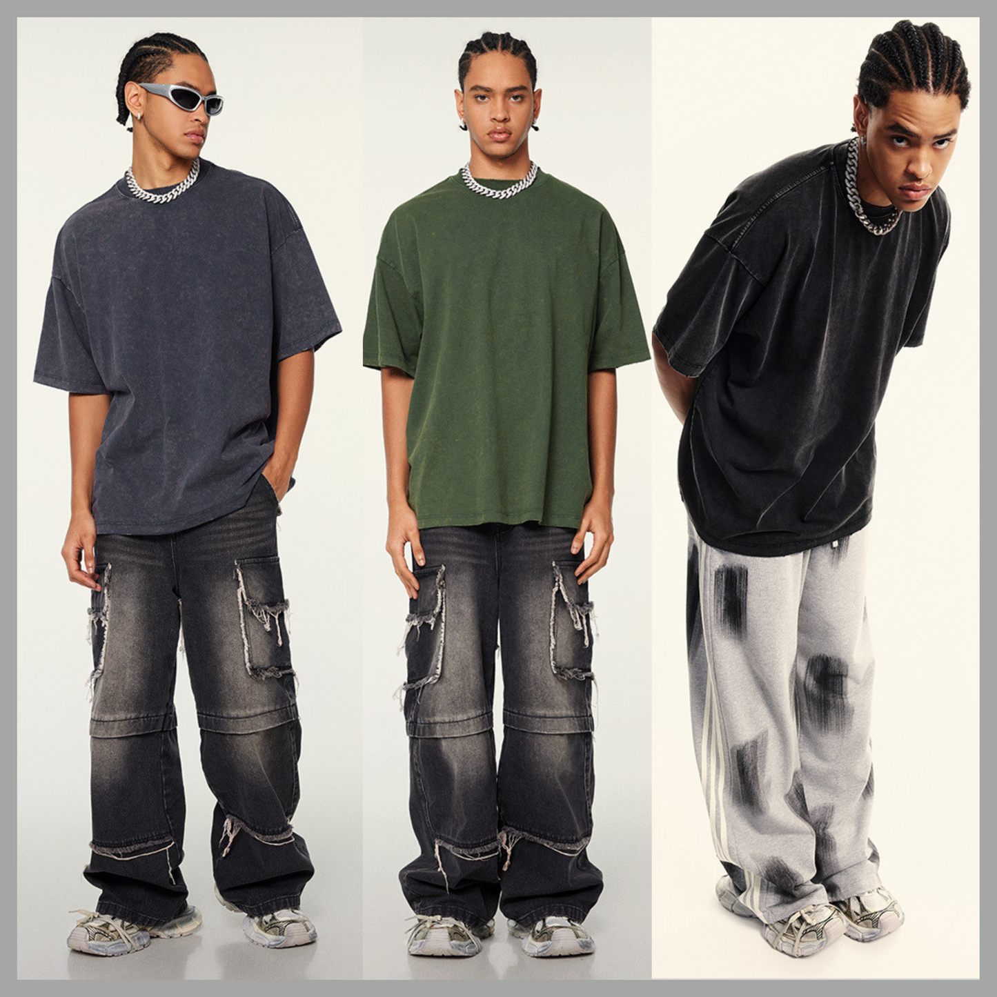 Drop Shoulder Vintage-Wash Oversized Cotton T-Shirt
