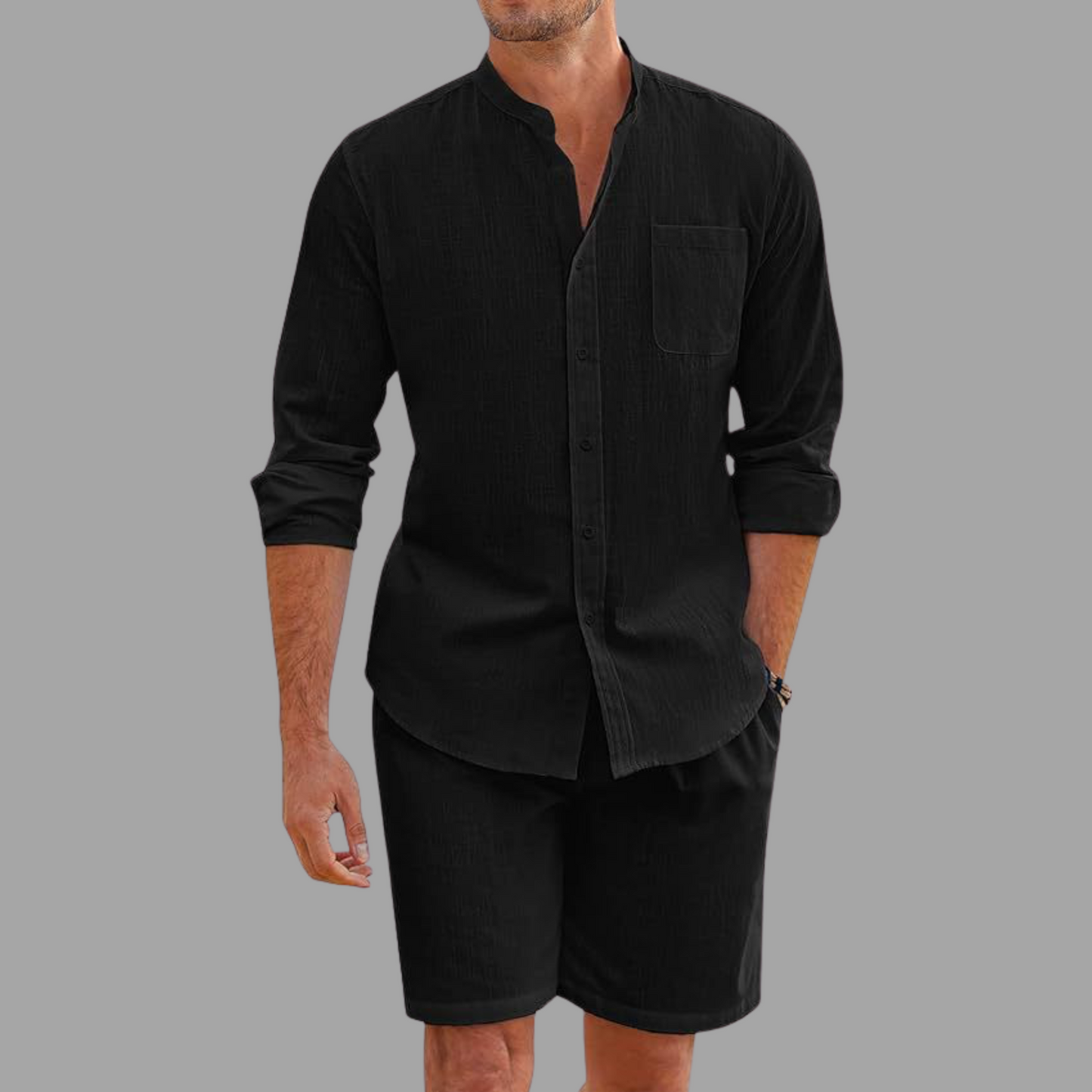 Men's Button Shirt & Shorts Set