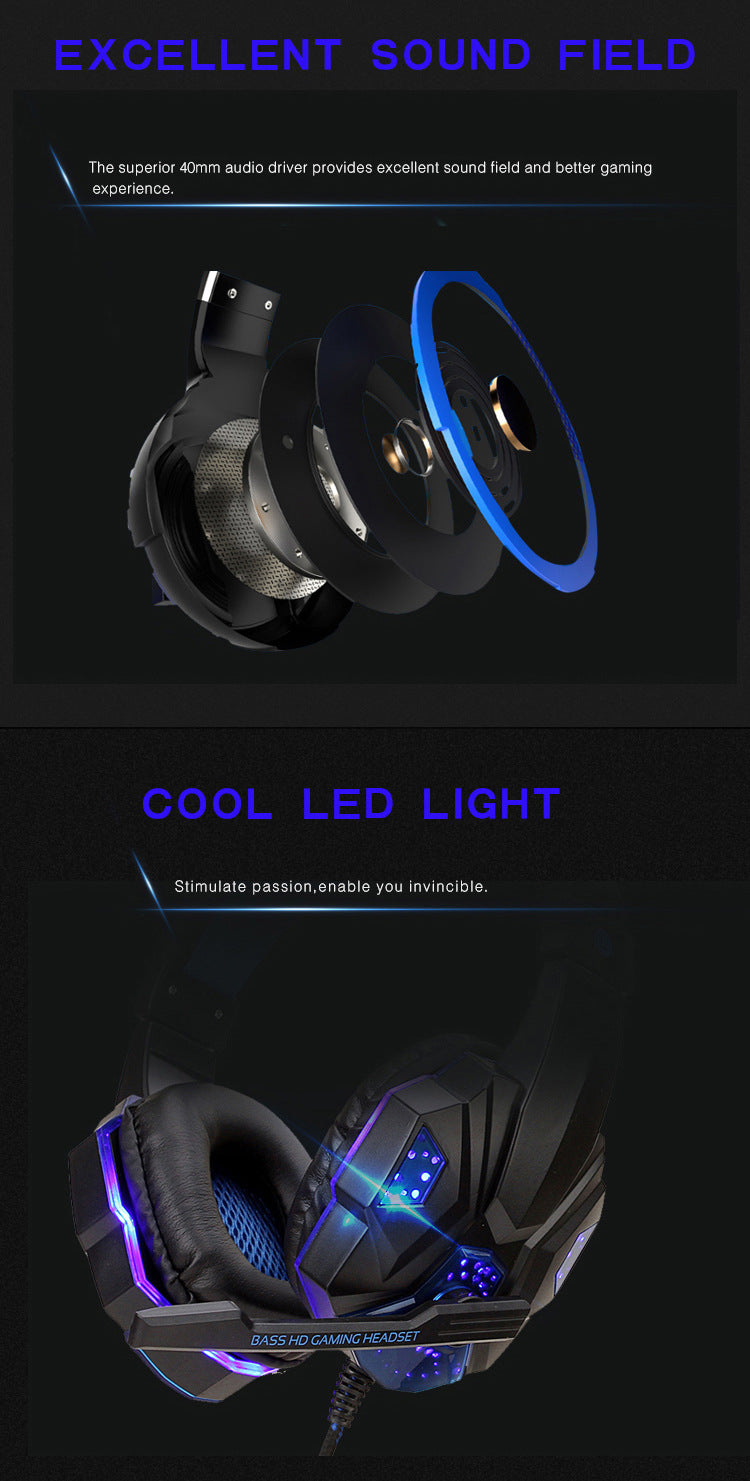 Luminous Gaming Headset with Microphone, Wired 3.5mm & USB Connectivity