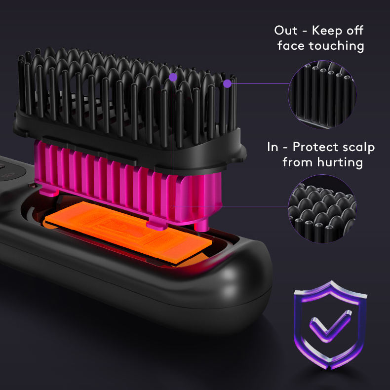 Cordless Hair Straightener Brush - Wireless Hair Styling Brush