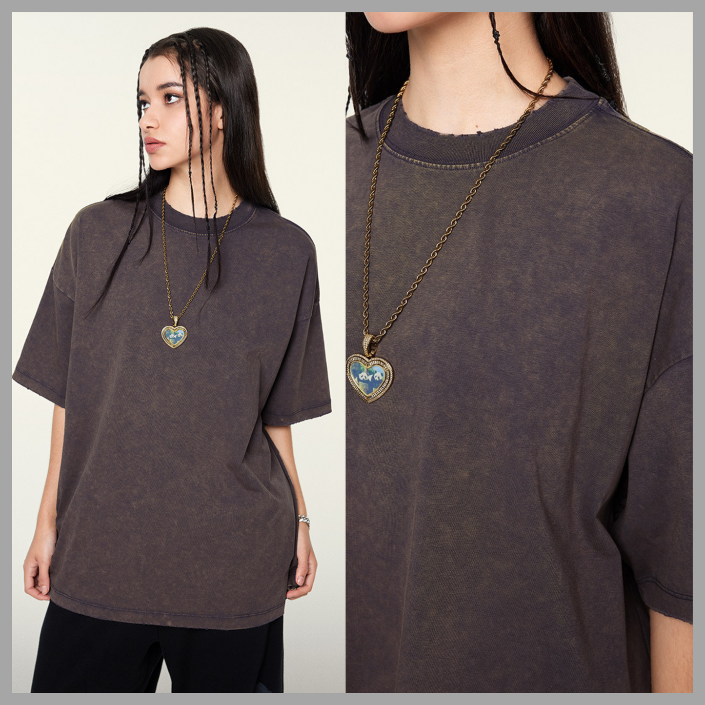 Drop Shoulder Vintage-Wash Oversized Cotton T-Shirt