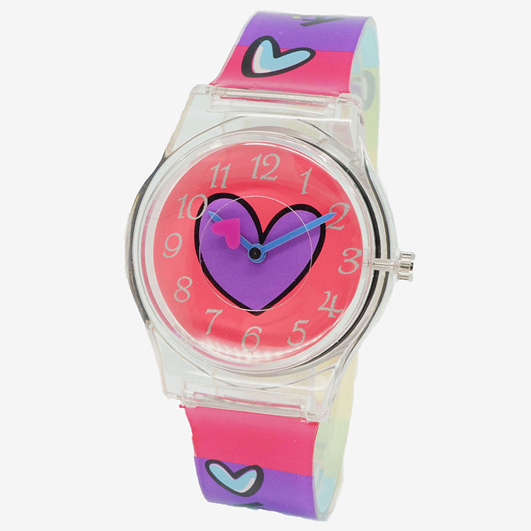 Cute Girl Quartz Watch – Stylish Resin Case with PVC Strap