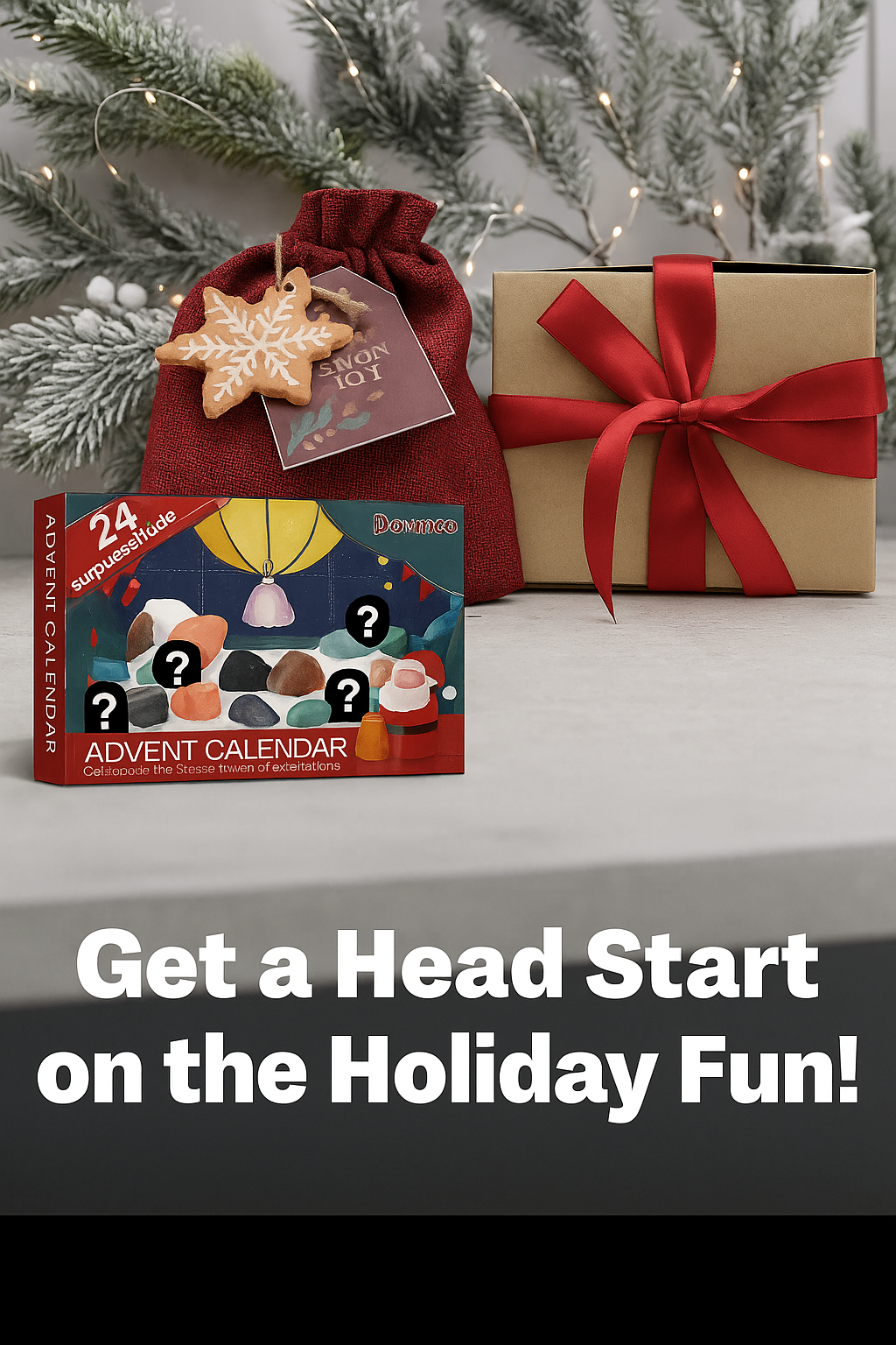 Christmas Countdown Advent Calendar with 24 Natural Stones – Crystal & Mineral Surprise Box – Seasonal Gift for Kids & Adults