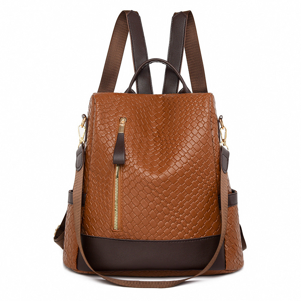 Fashionable Woven Leather Backpack