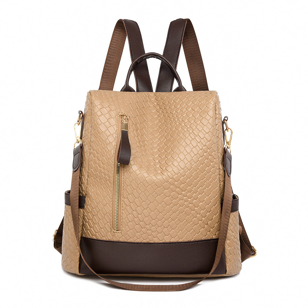 Fashionable Woven Leather Backpack