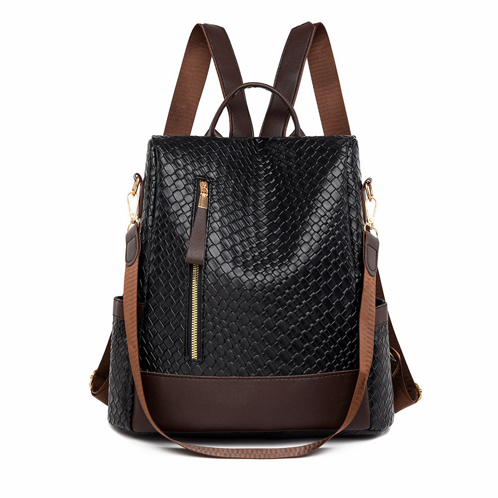 Fashionable Woven Leather Backpack