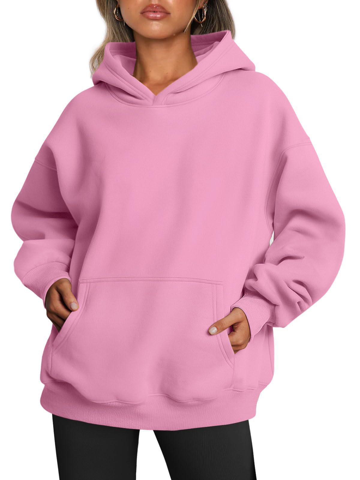 Women's Oversized Fleece Hoodie – Cozy Long Sleeve Pullover with Pocket