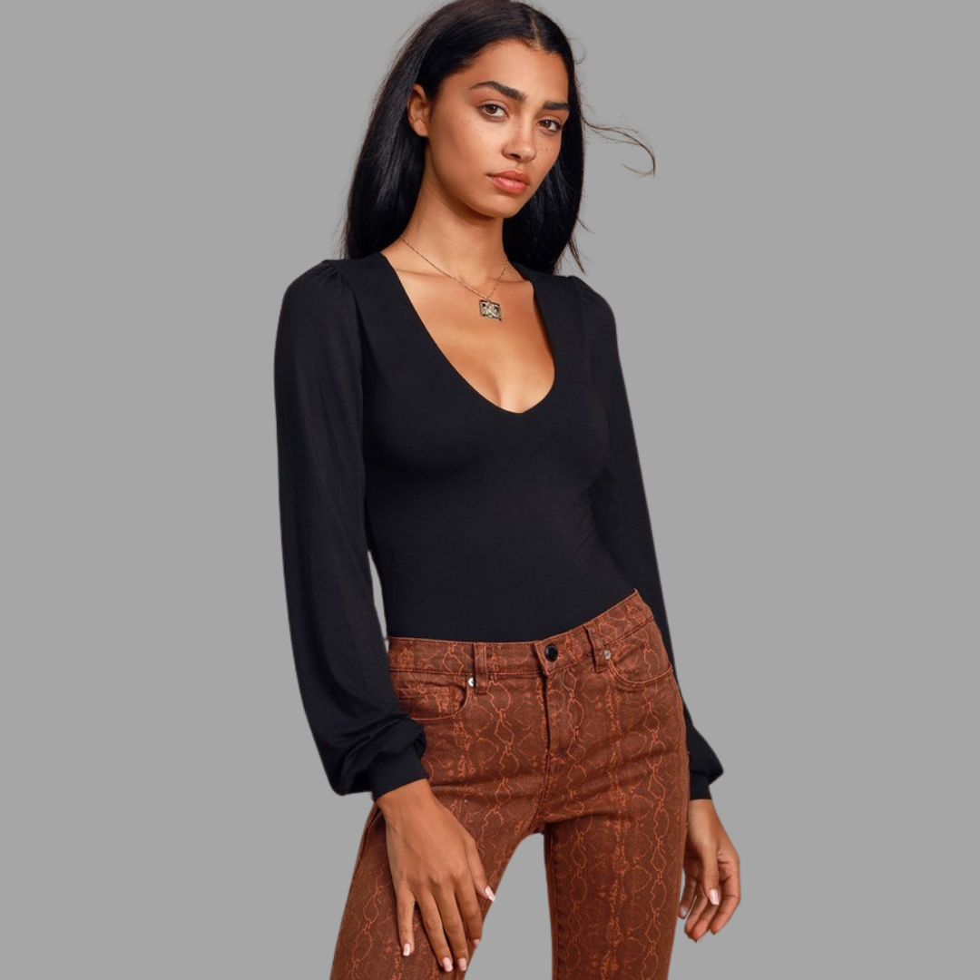 V-neck Loose Sleeve Bodysuit