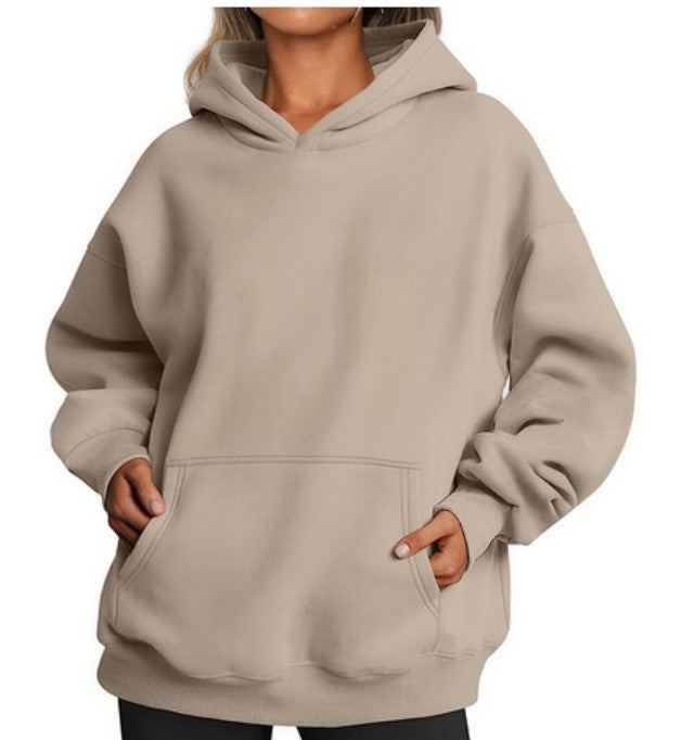 Women's Oversized Fleece Hoodie – Cozy Long Sleeve Pullover with Pocket