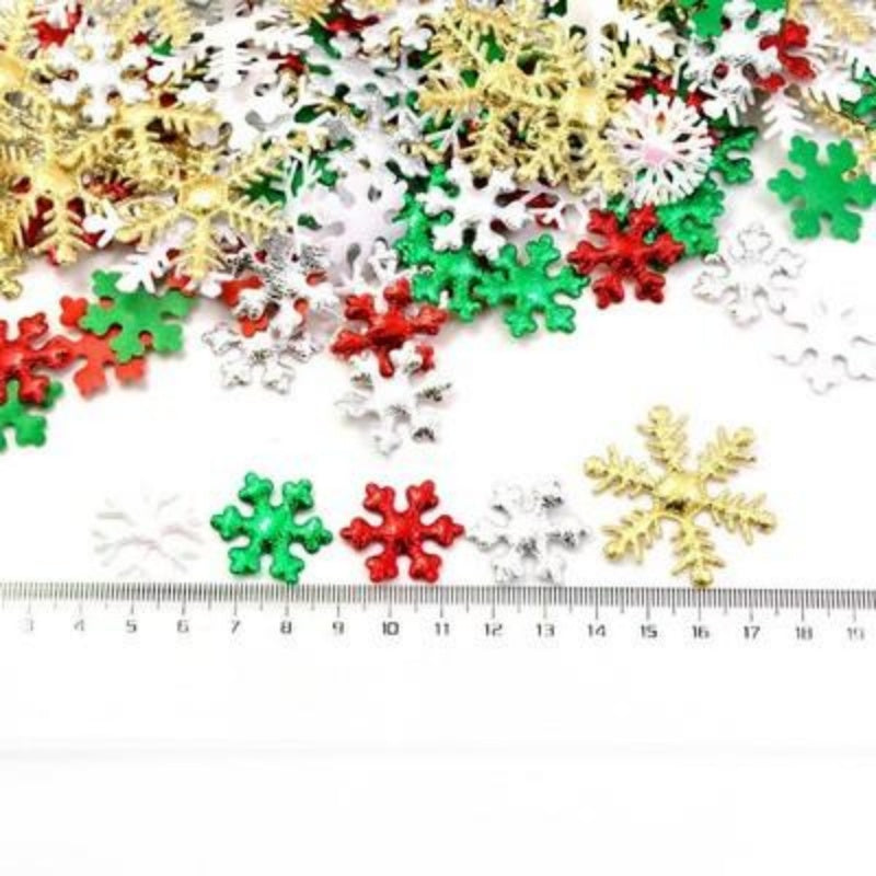 200pcs Mixed Snowflake Decorations – Colourful & Glitter Snowflakes for Kids Crafts, Parties & Christmas Decor
