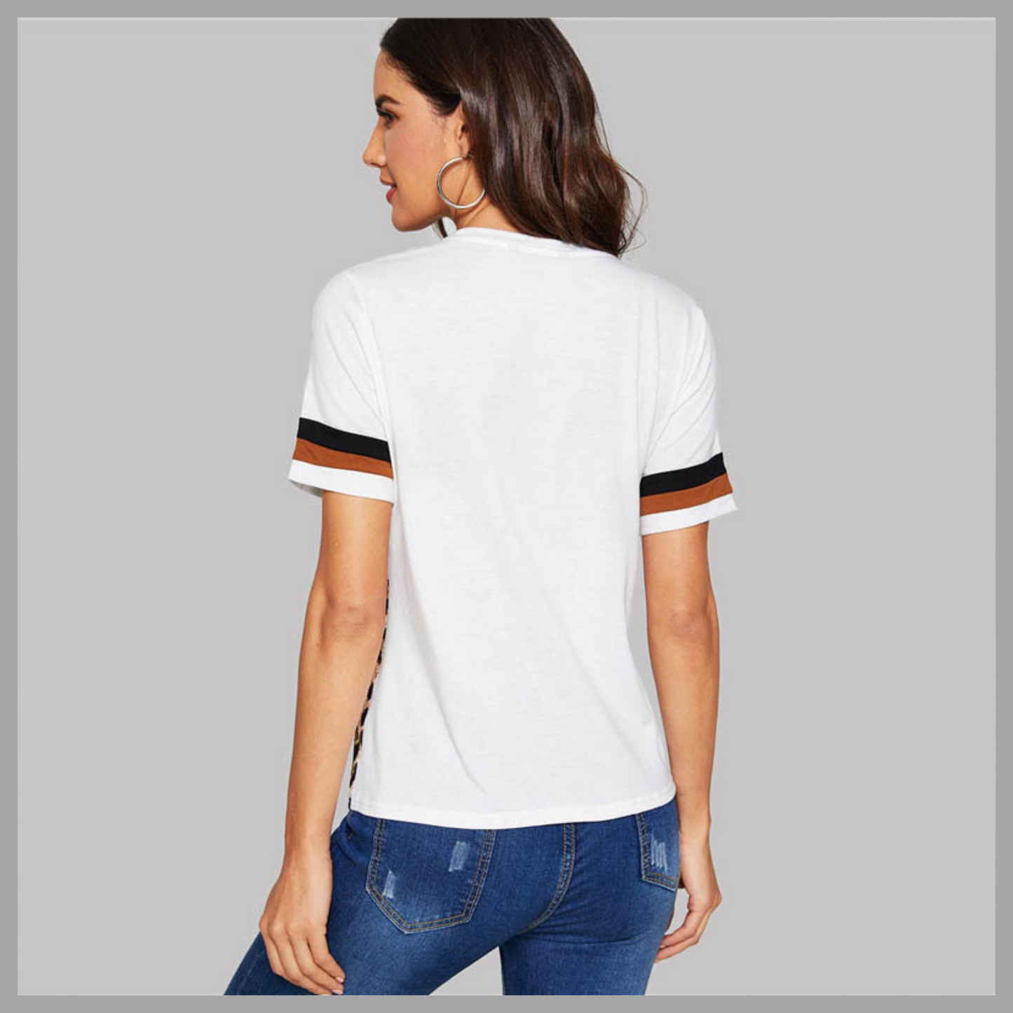 Leopard Print Color Slim-Fit T-Shirt
