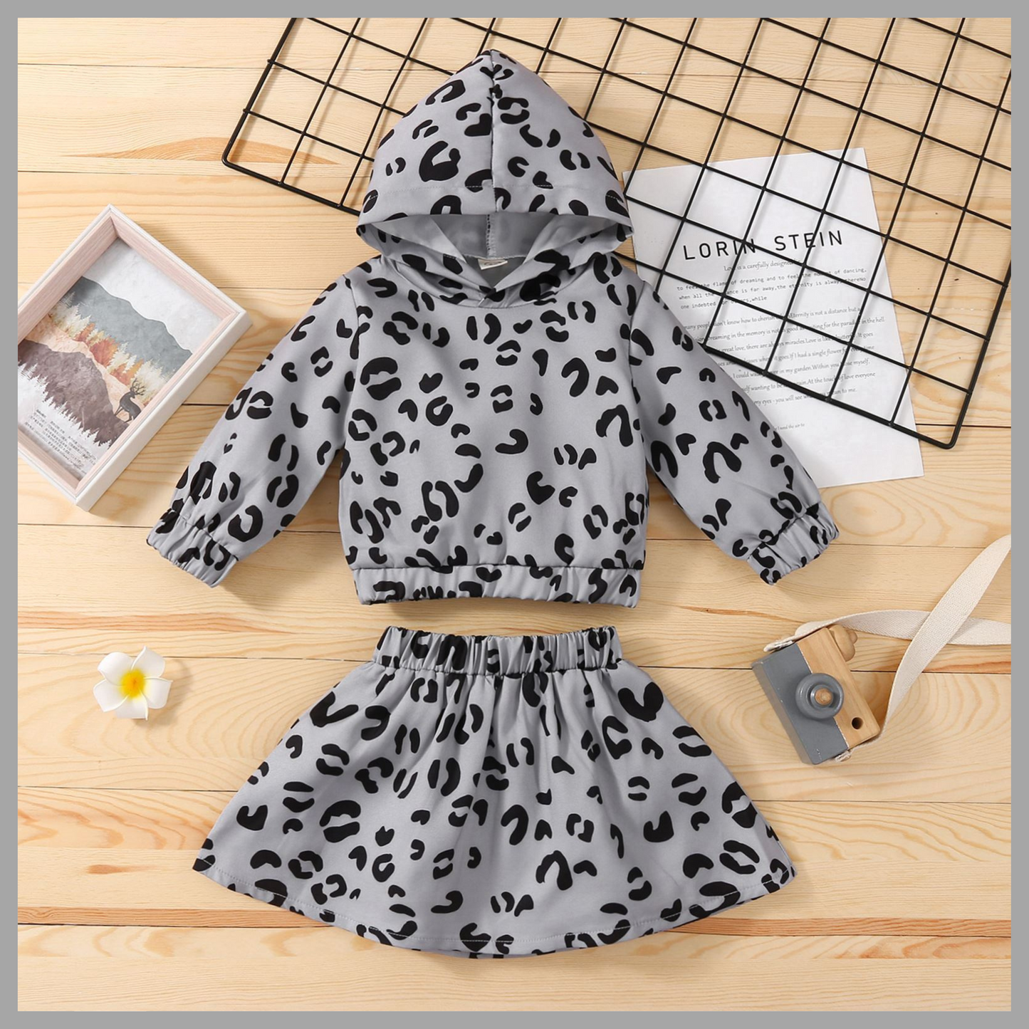 Adorable Toddler Girl Hooded Sweater & Skirt Set