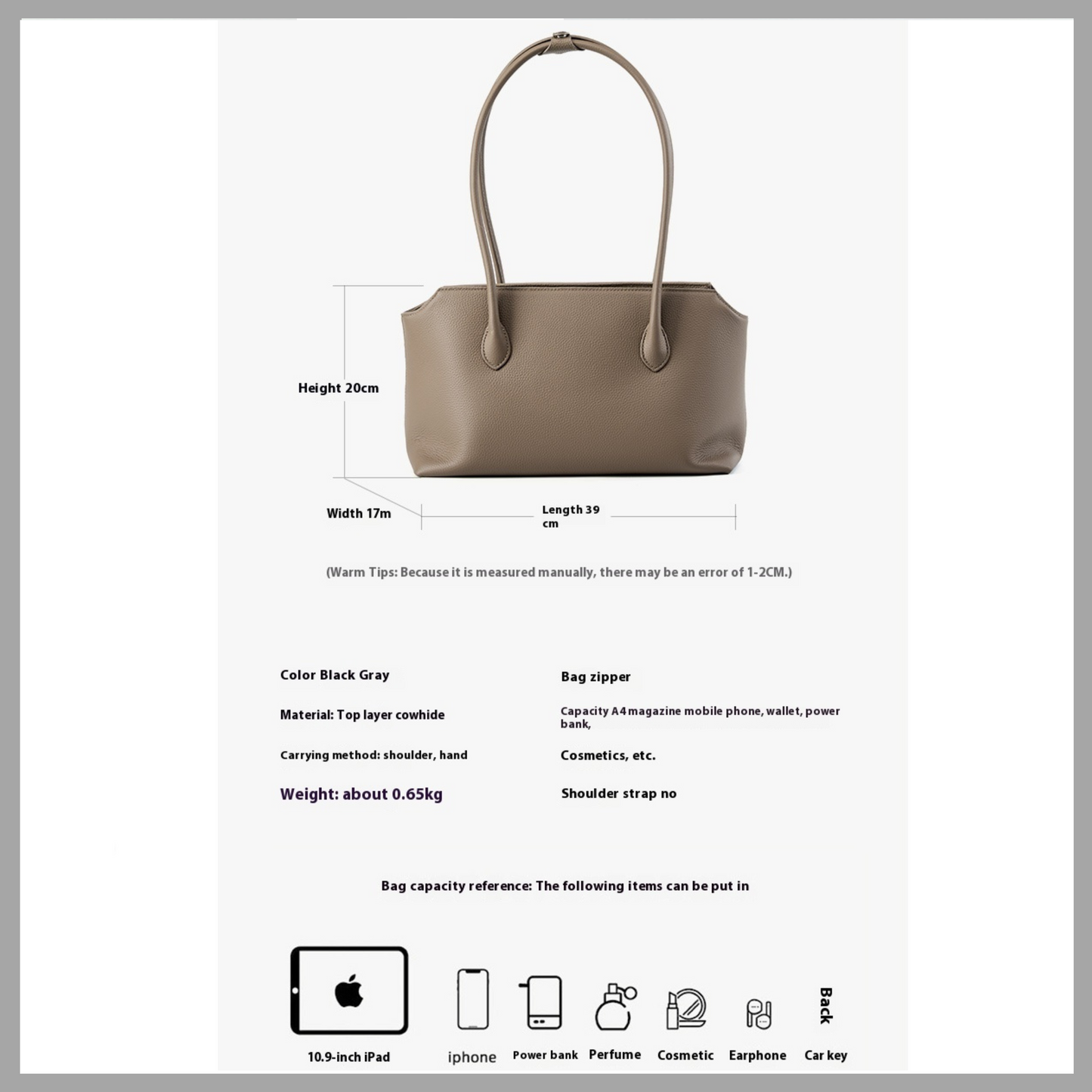 One-Shoulder Genuine Leather Bag