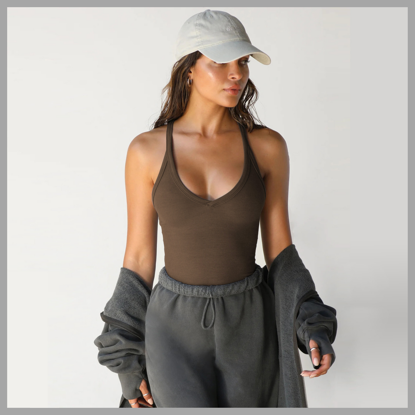 Knitted Camisole Top for Women | Slim Fit Solid Color Sleeveless Shirt