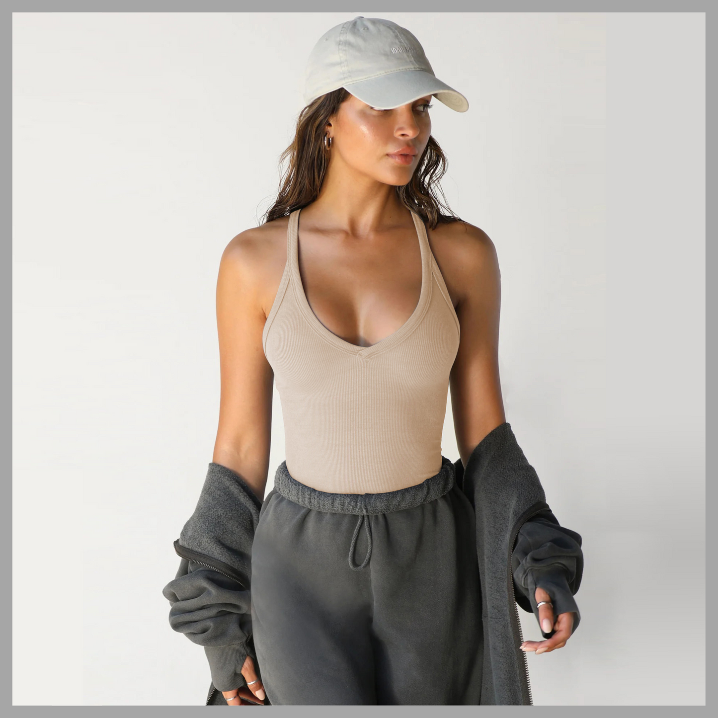 Knitted Camisole Top for Women | Slim Fit Solid Color Sleeveless Shirt