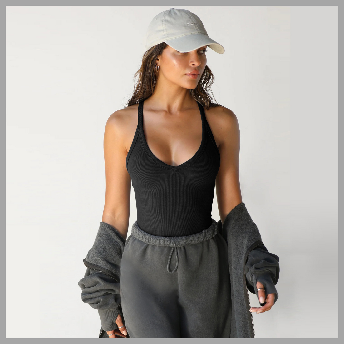 Knitted Camisole Top for Women | Slim Fit Solid Color Sleeveless Shirt