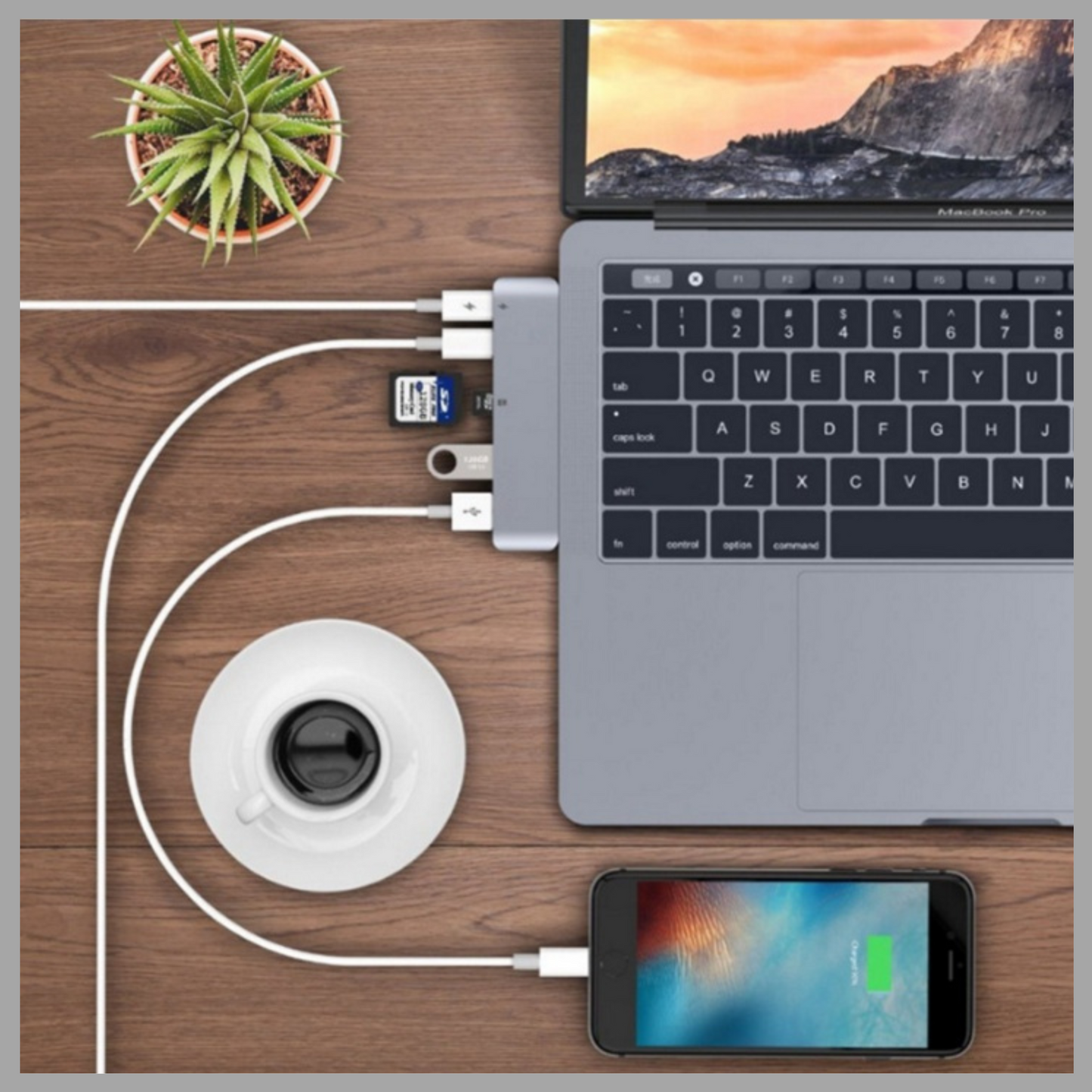 USB Type-C Hub with PD Power, SD/TF Card Reader & 3.0 Adapter