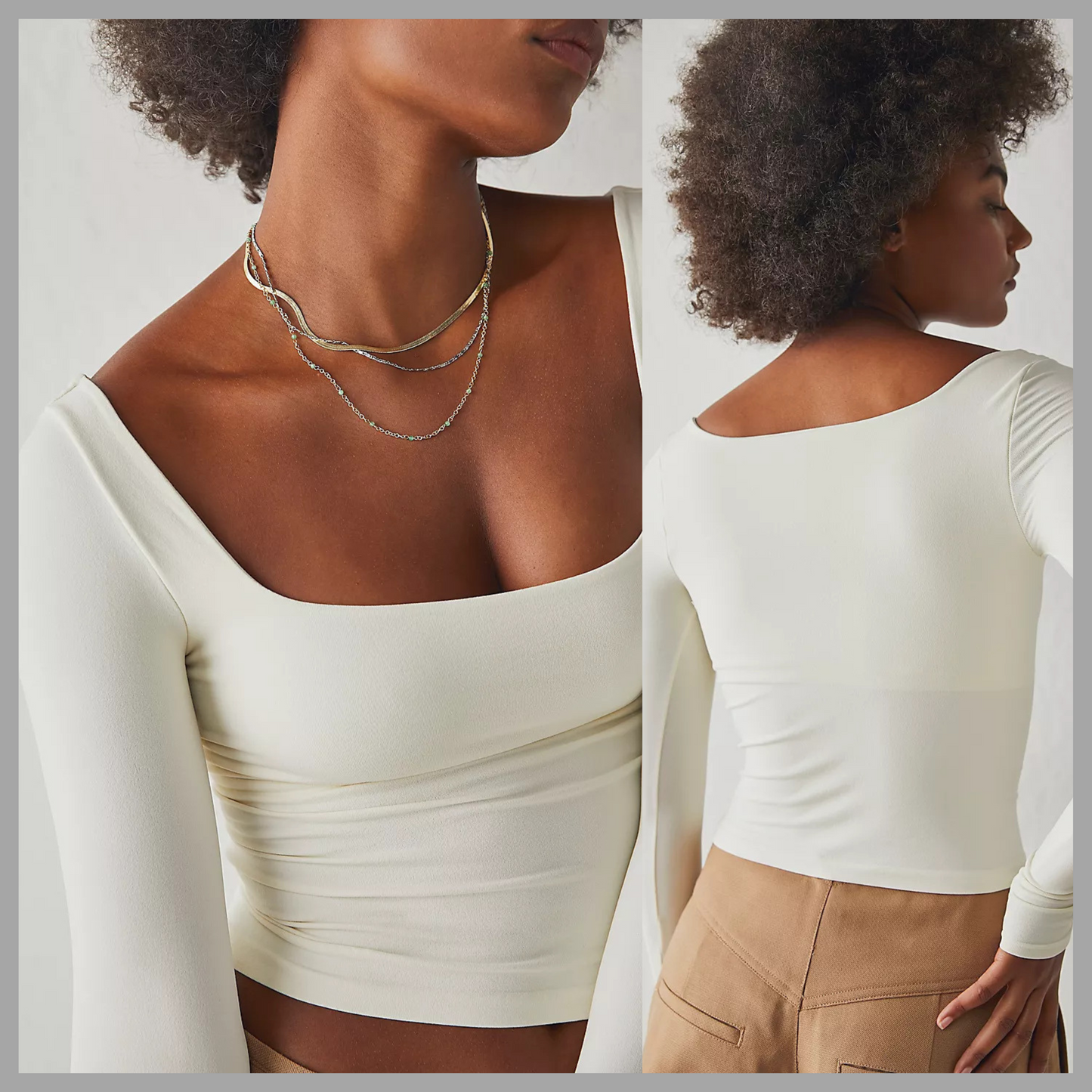 Women’s Solid Color Long Sleeve Crop Top