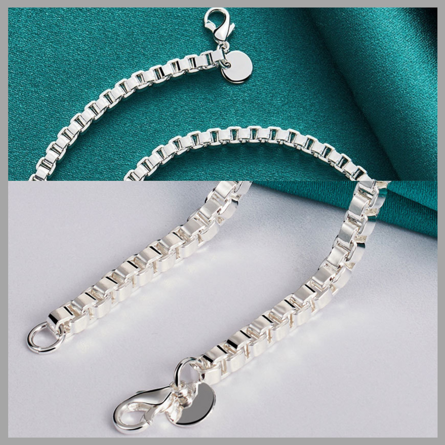 Silver Jewelry Metal Box Chain Necklace Female Accessories Jewelry