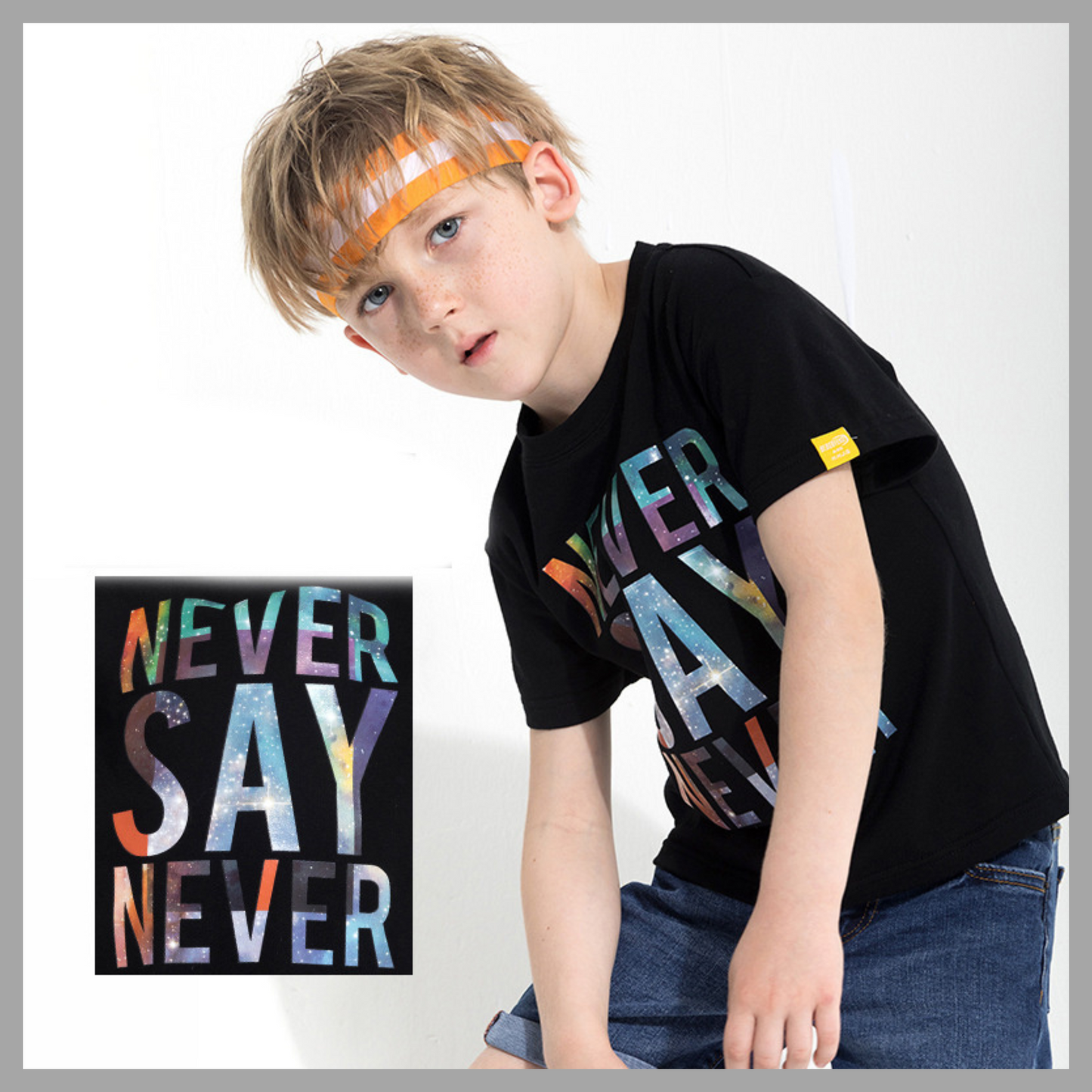 Kids' “Never Say Never” Print T-Shirt