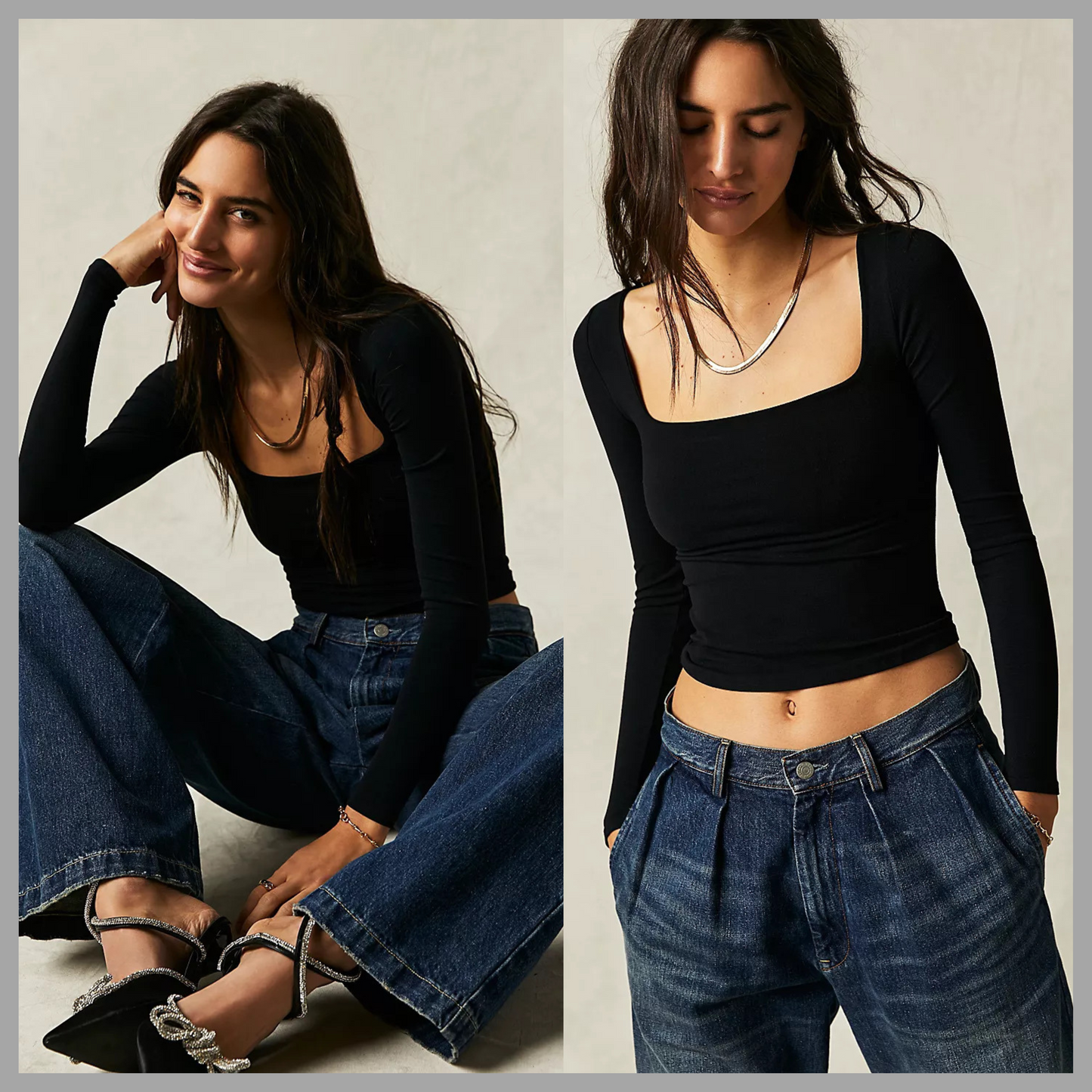 Women’s Solid Color Long Sleeve Crop Top