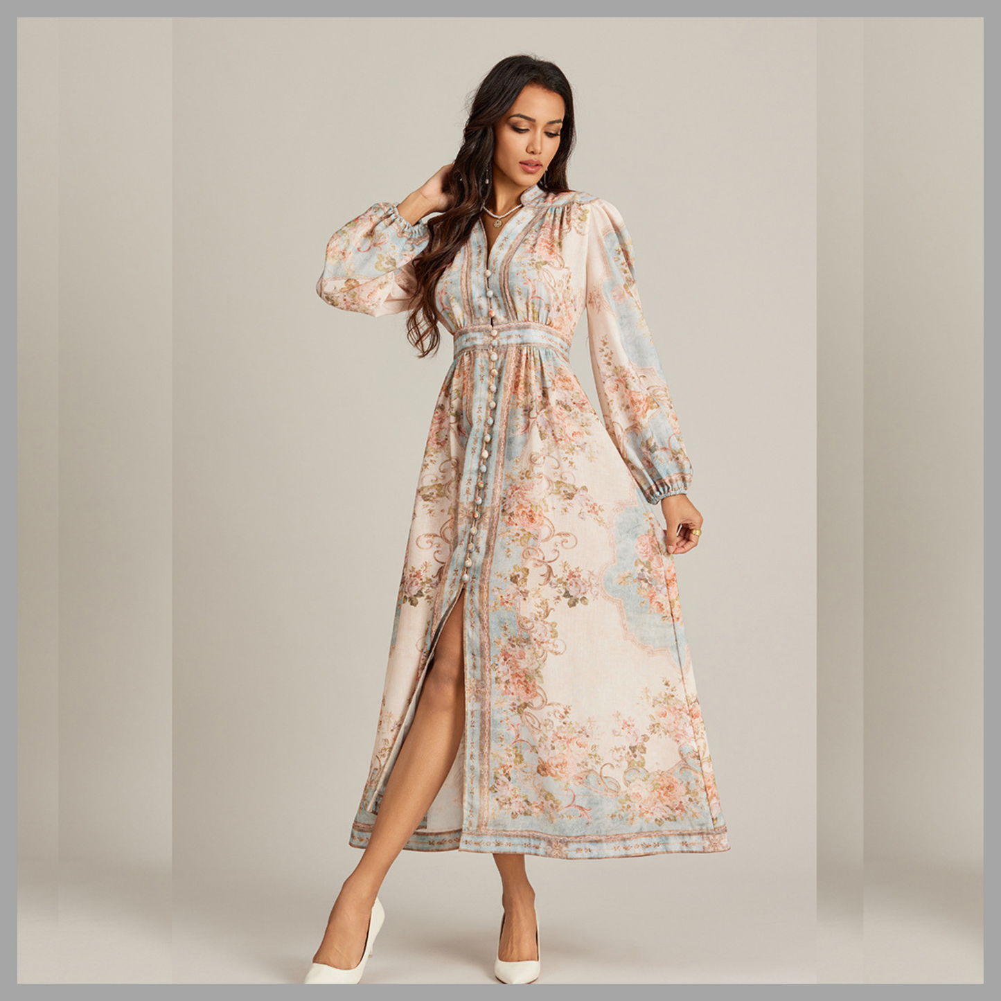 Boho V-Neck Printed Maxi Dress For Women